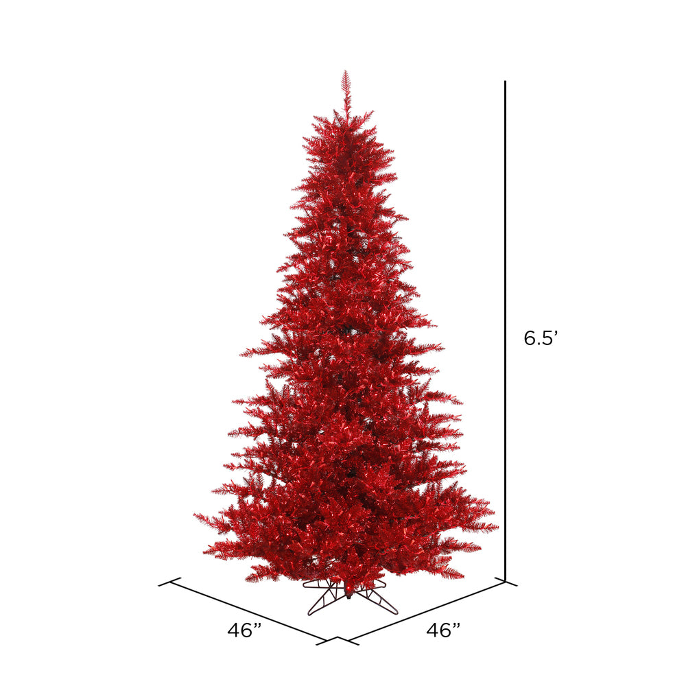 Vickerman 6.5' Tinsel Red Fir Artificial Christmas Tree Unlit