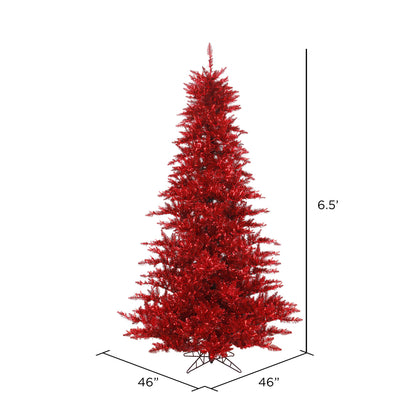 Vickerman 6.5' Tinsel Red Fir Artificial Christmas Tree Unlit