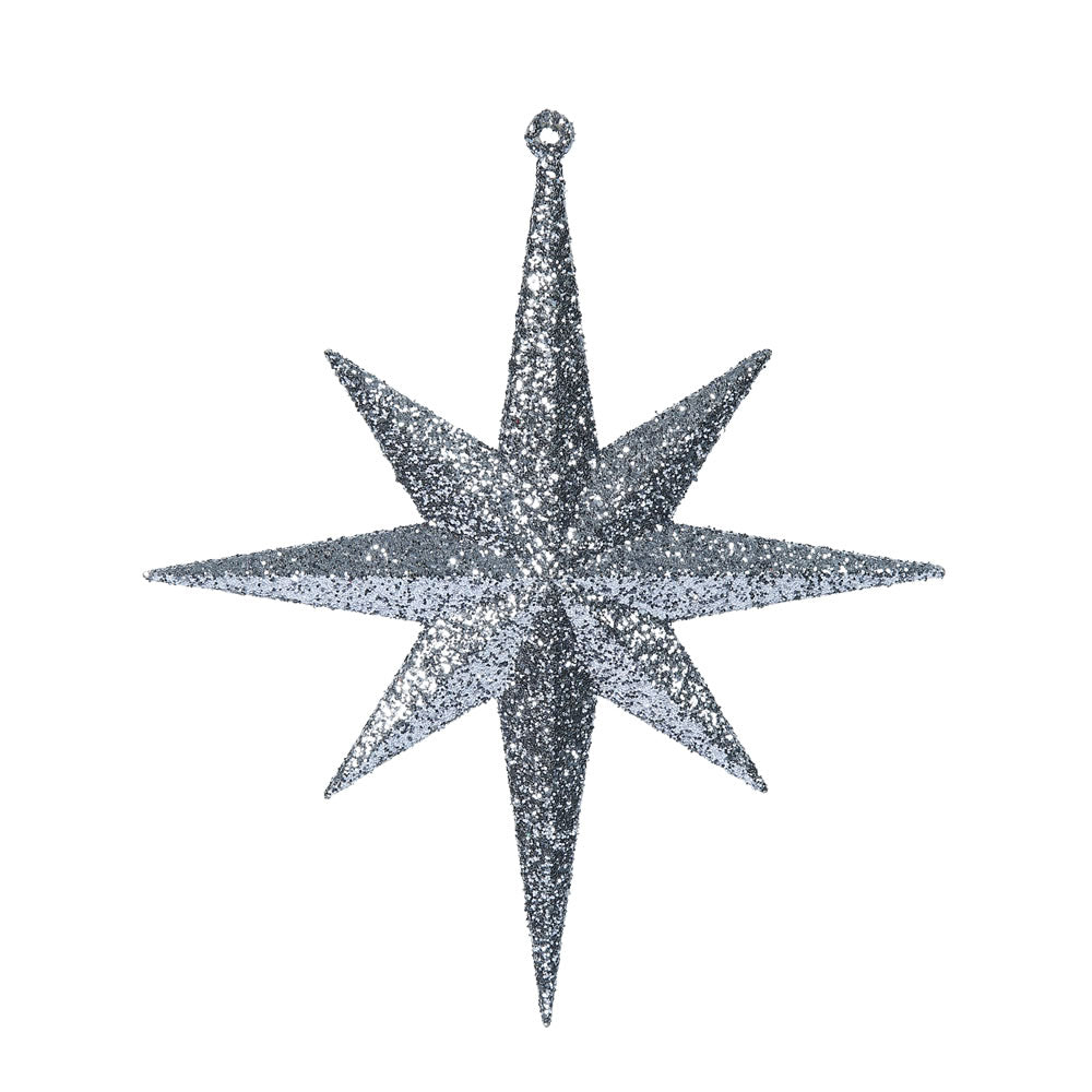 Vickerman 8" Pewter Iridescent Glitter Bethlehem Star Christmas Ornament 4 per Box