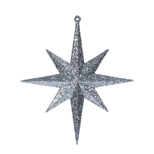 Vickerman 8" Pewter Iridescent Glitter Bethlehem Star Christmas Ornament 4 per Box