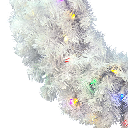 Vickerman 24" Crystal White Spruce Artificial Christmas Wreath Multi-Colored LED Mini Lights