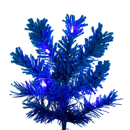 Vickerman 5.5' x 22" Flocked Turquoise Pencil Christmas Tree Dura-Lit® Turquoise LED Mini Lights.