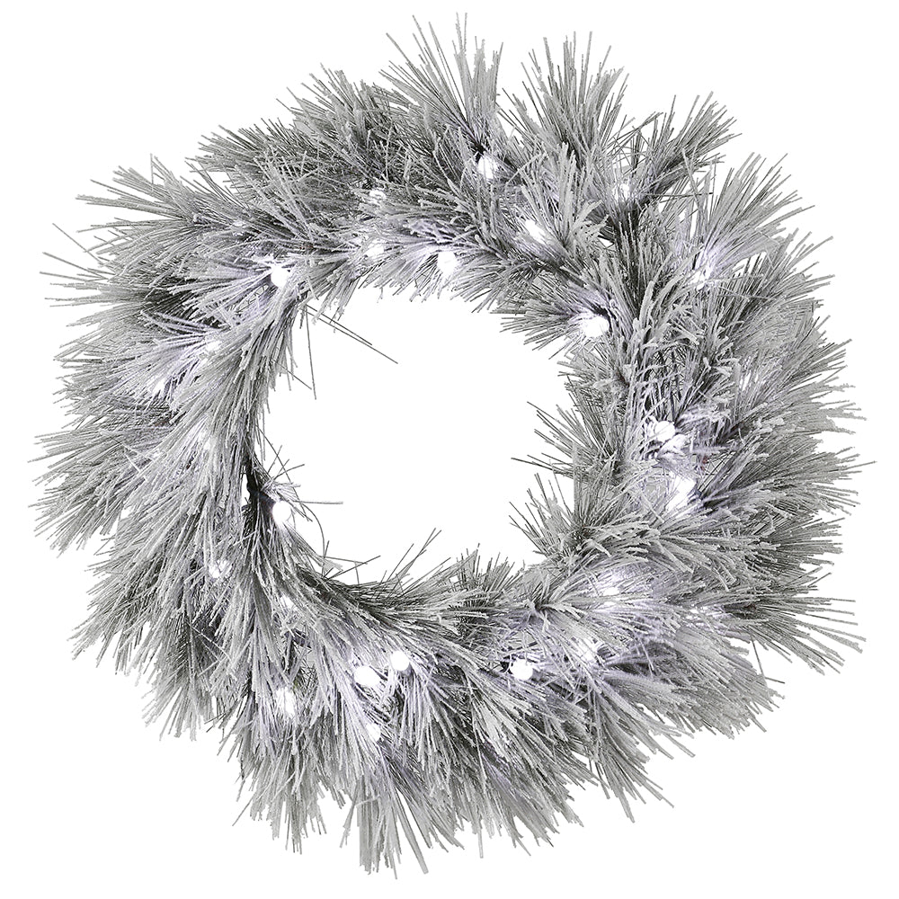 Vickerman 36" Flocked Alder Long Needle Pine Artificial Christmas Wreath Warm White C7 LED Lights