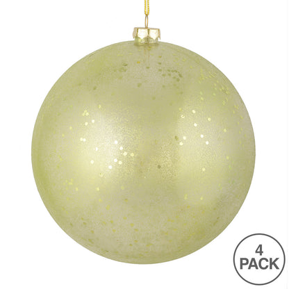 Vickerman 4.75" Celadon Glitter Clear Ball 4 per Bag