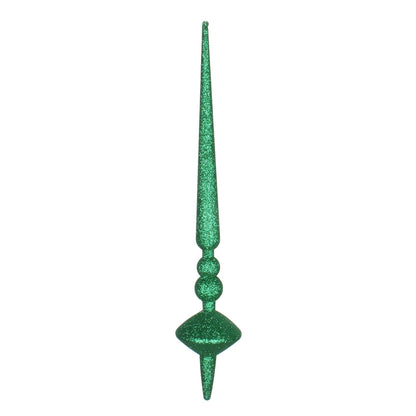 Vickerman 18" Green Glitter Cupola Finial Ornament Pack of 2