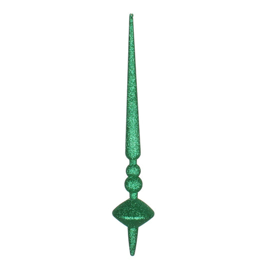 Vickerman 18" Green Glitter Cupola Finial Ornament Pack of 2