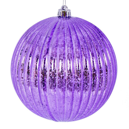 Vickerman 4" Lavender Shiny Lined Mercury Ball Ornament 6 per bag.