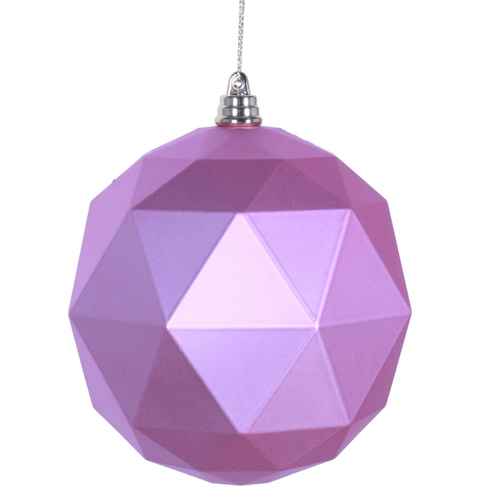 Vickerman 4.75" Pink Geometric Ball Ornament Featuring a Matte Finish. Comes 4 per bag