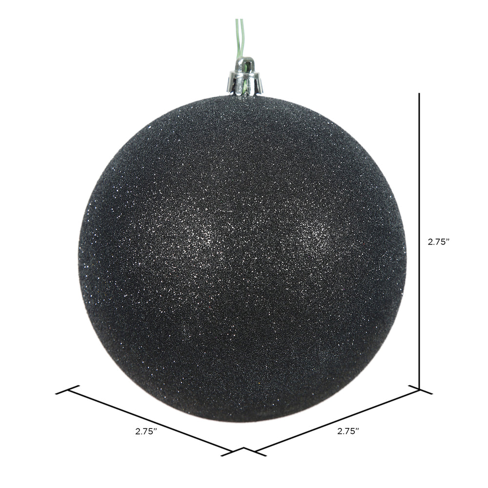 Vickerman 2.75" Black Glitter Ball Ornament 12 per Bag