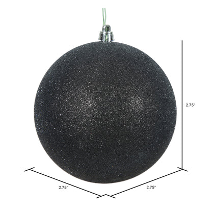 Vickerman 2.75" Black Glitter Ball Ornament 12 per Bag