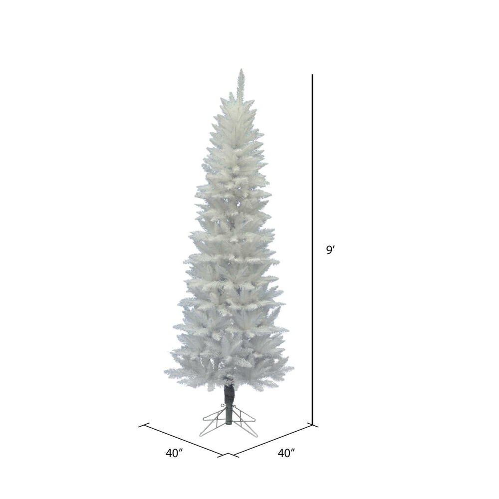 Vickerman 9' Sparkle White Spruce Pencil Artificial Christmas Tree Unlit