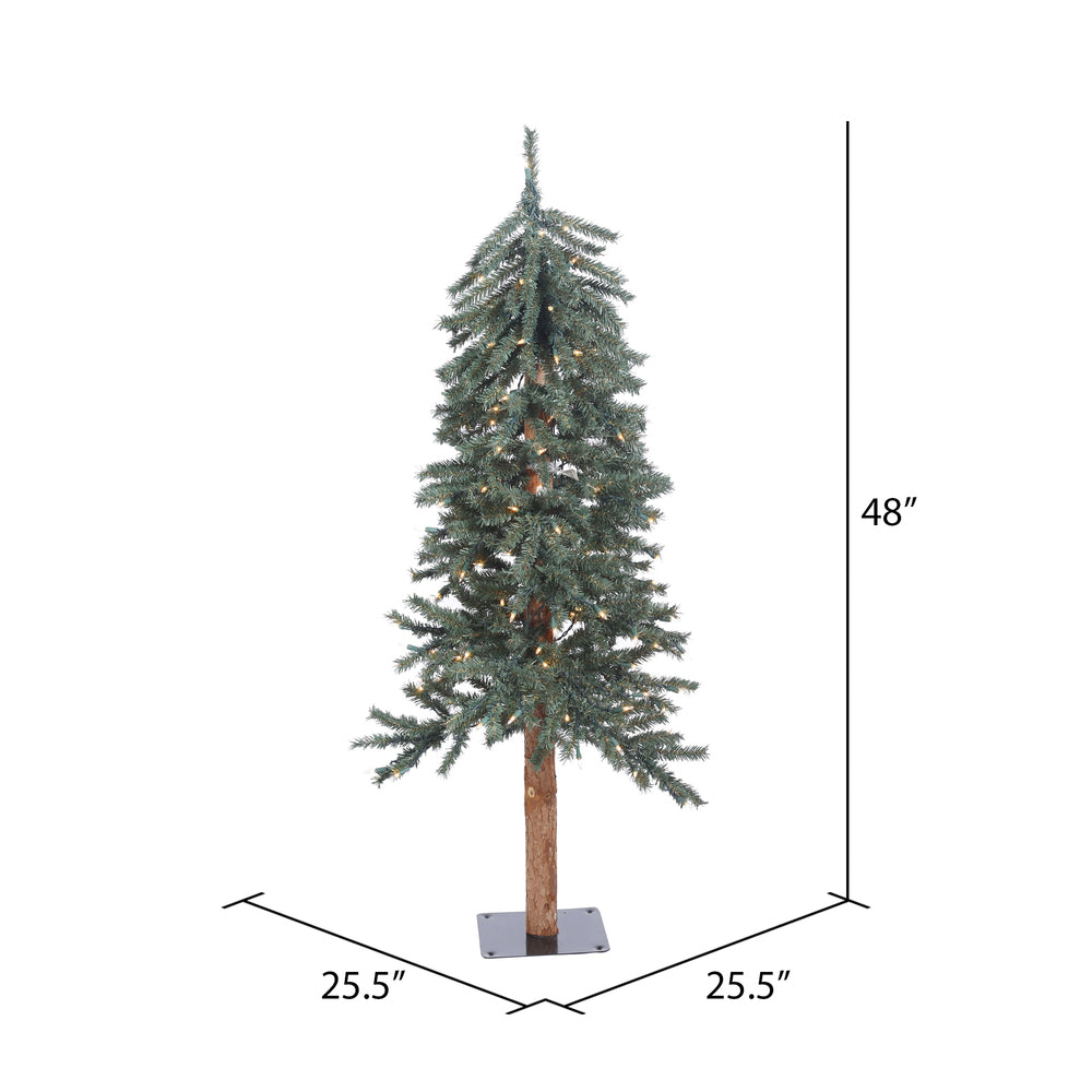 Vickerman 4' Natural Bark Alpine Artificial Christmas Tree Warm White Dura-lit LED Lights