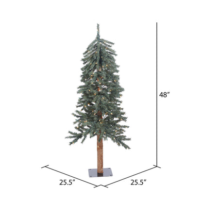 Vickerman 4' Natural Bark Alpine Artificial Christmas Tree Warm White Dura-lit LED Lights