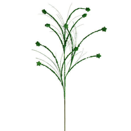 Vickerman 36" Green Mini Star Glitter Spray 6 per bag.
