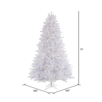 Vickerman 15' Crystal White Pine Artificial Christmas Tree Pure White LED Lights