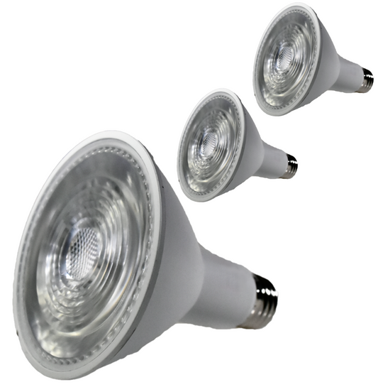 Damar PAR30 LED Long Neck Flood Light Bulb 10W 800 Lumen E26 Medium Base 3000K Soft White Ideal for Track & Recessed Spot Light Bulbs 120V 25° Beam Angle Brushed Aluminum Finish Pack of 3