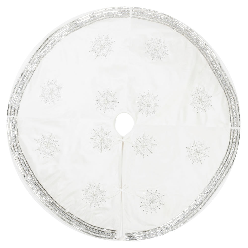 Vickerman 60" Banded Snowflake Christmas Tree Skirt