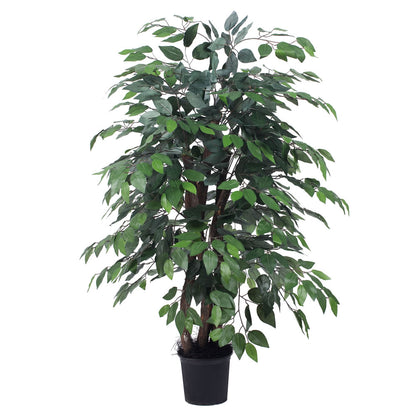 Vickerman 4' Artificial Ficus Extra Full Bush Black Plastic Pot.
