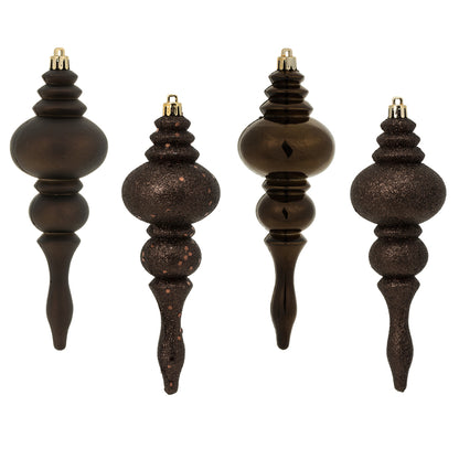 Vickerman 7" Chocolate 4-Finish Finial Ornament 8 per Box