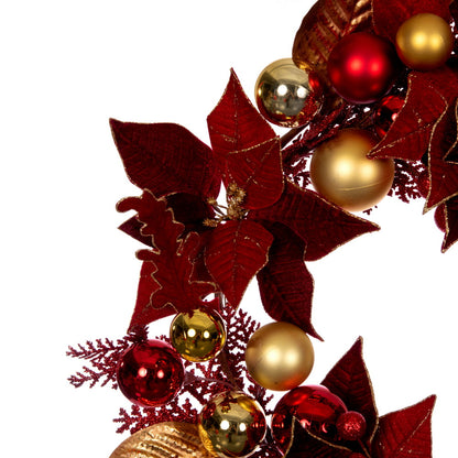 Vickerman 22" Artificial Red Poinsettia Deco Wreath