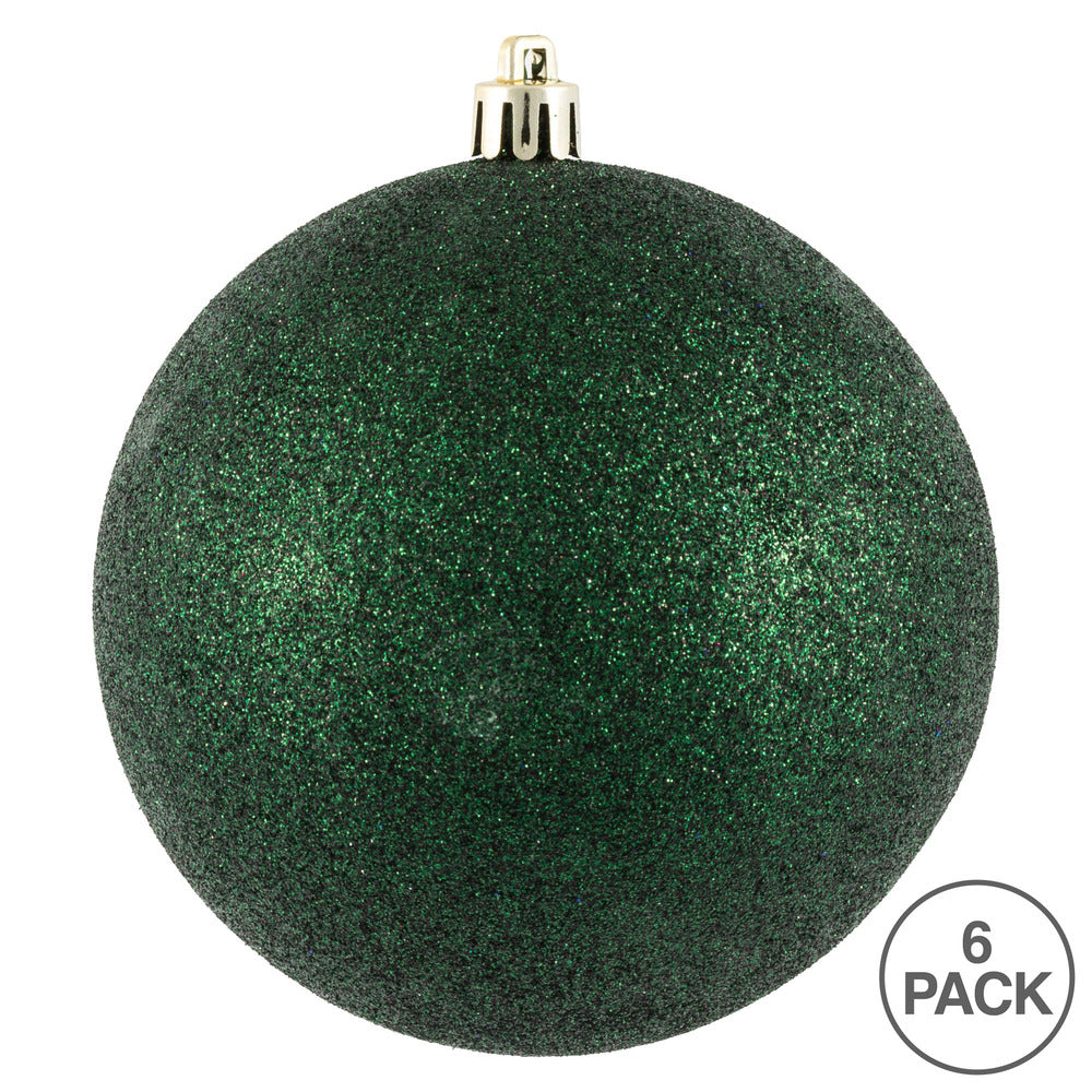 Vickerman 4" Midnight Green Glitter Ball Ornament 6 per Bag