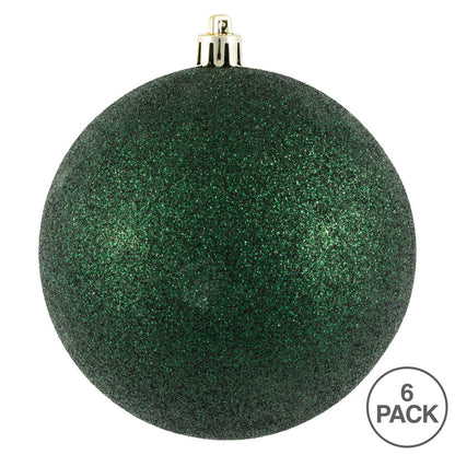 Vickerman 4" Midnight Green Glitter Ball Ornament 6 per Bag