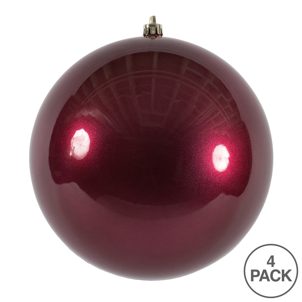 Vickerman 6" Berry Red Candy Ball Ornament 4 per Bag
