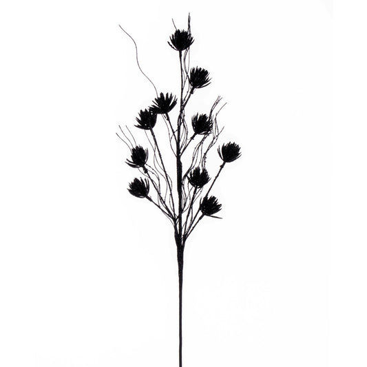 Vickerman 30" Black Mini Flower Glitter Spray 6 per bag.