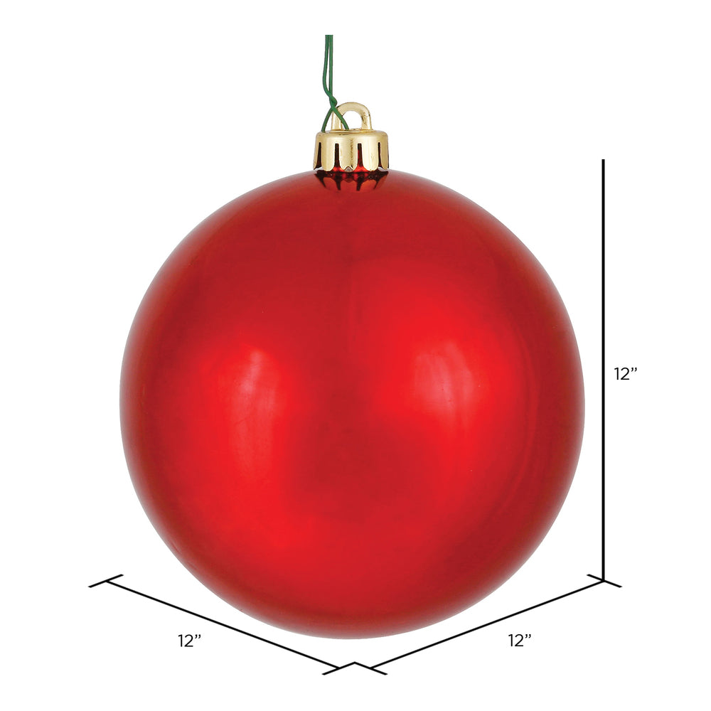 Vickerman 12" Red Shiny Ball Ornament