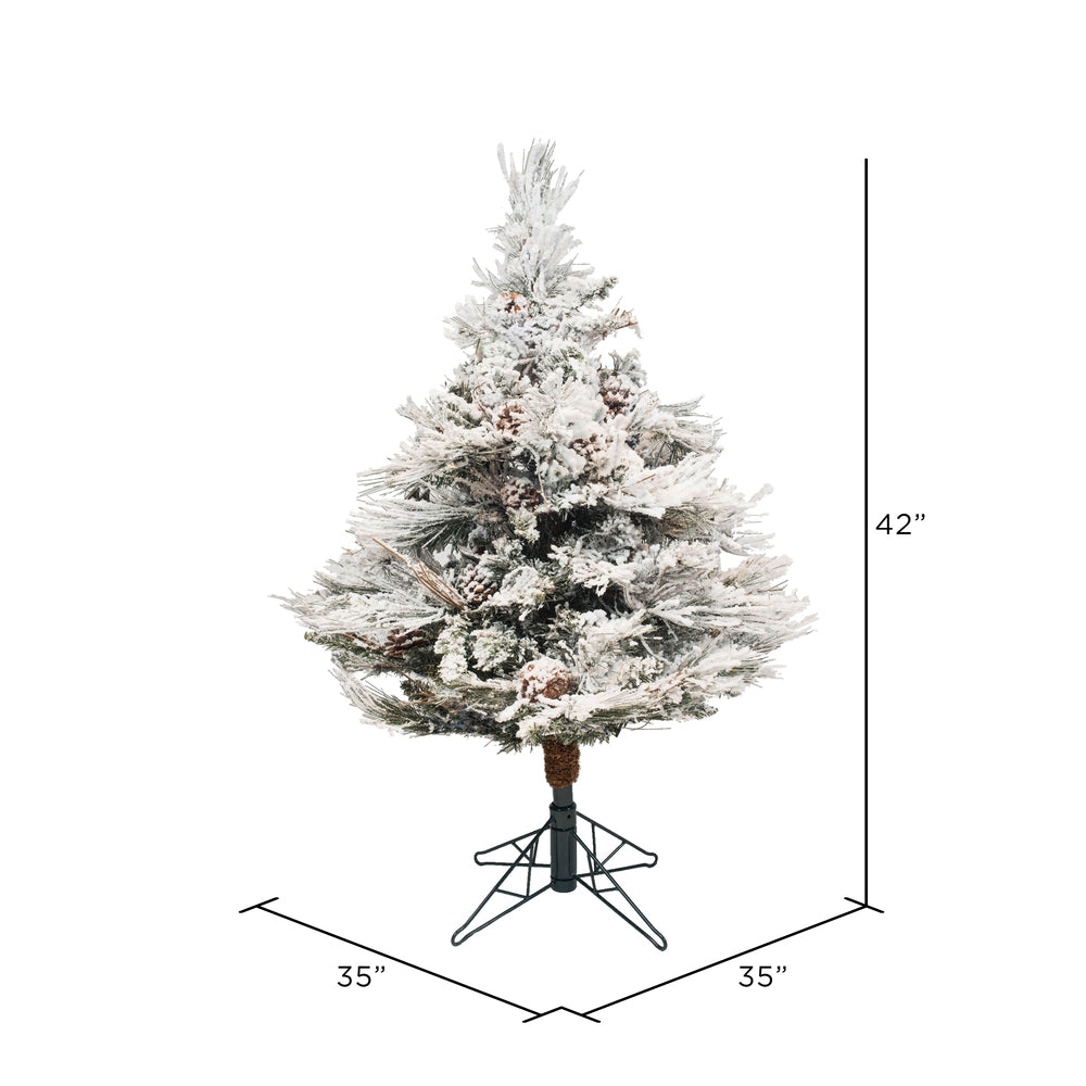Vickerman 3.5' Flocked Alberta Artificial Christmas Tree Unlit