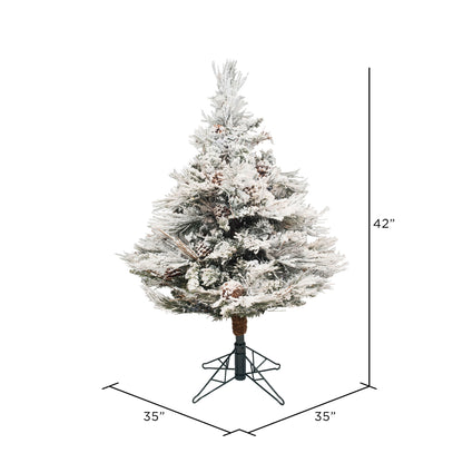 Vickerman 3.5' Flocked Alberta Artificial Christmas Tree Unlit