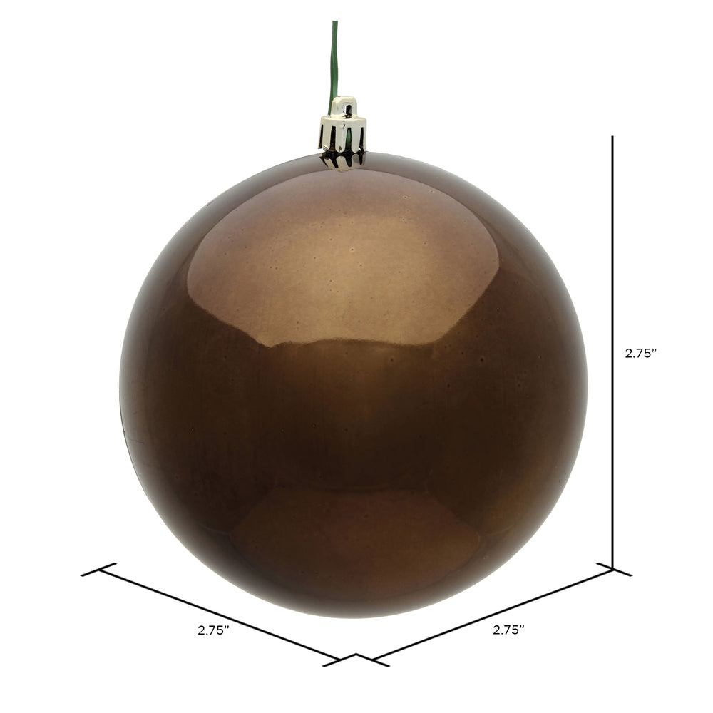 Vickerman 2.75" Chocolate Shiny Ball Ornament 12 per Bag