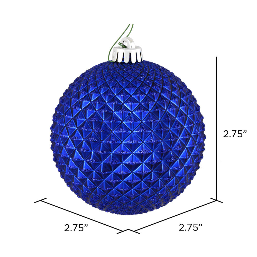 Vickerman 2.75" Cobalt Blue Durian Glitter Ball Ornament 12 per Bag