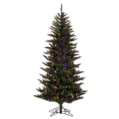 Vickerman 6.5' x 41" Slim Natural Fraser Fir Artificial Christmas Tree Multi-colored Dura-Lit LED lights