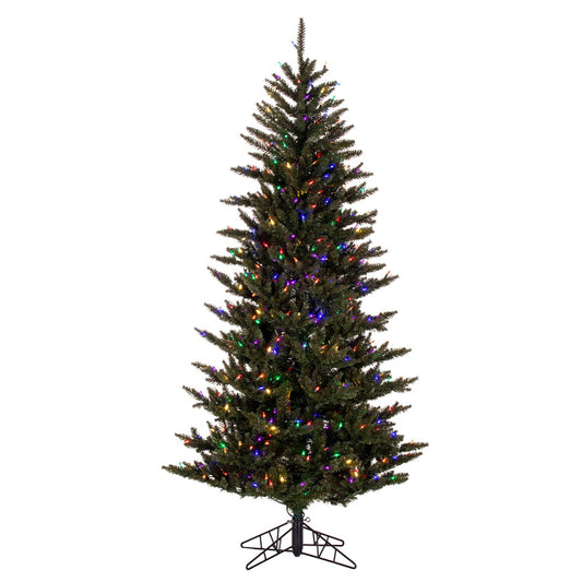 Vickerman 6.5' x 41" Slim Natural Fraser Fir Artificial Christmas Tree Multi-colored Dura-Lit LED lights