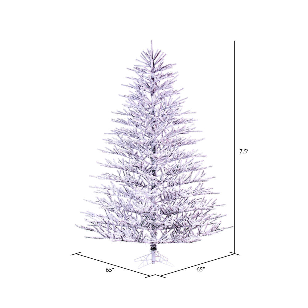 Vickerman 7.5' x 65" x Flocked Pistol Pine Artificial Unlit Christmas Tree.
