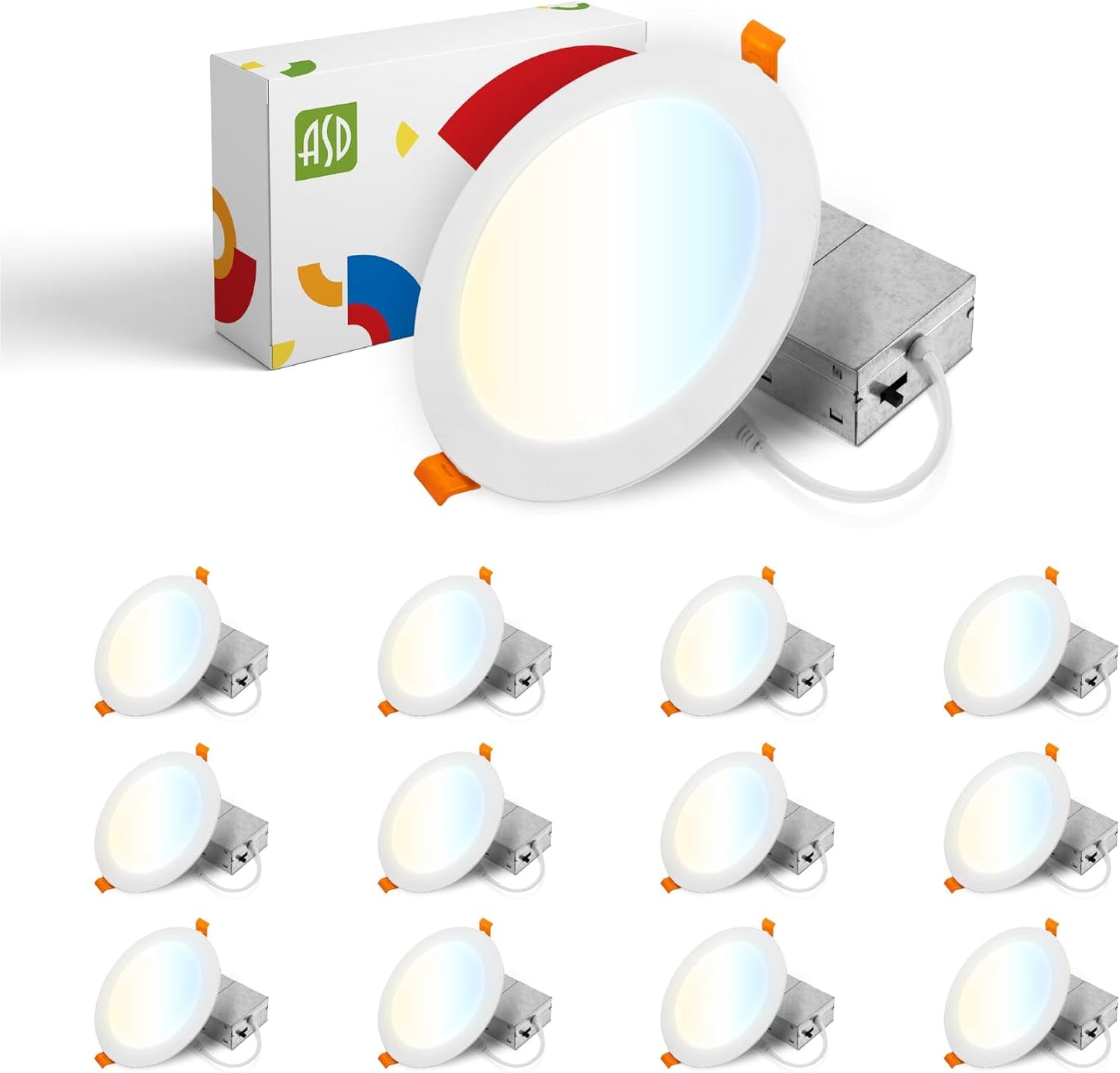 ASD Lighting LED Recessed Mini Panel Round 6inch 15W 120V Triac 2700/3000/3500/4000/5000K White UL Energy Star 12 pack
