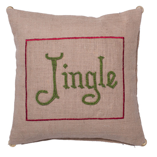 Vickerman Decorative 18" x 18" Burlap Jingle Pillow