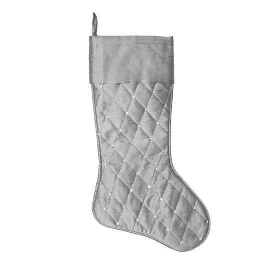 Vickerman 21" Gray Quilt Stitch Jewel Christmas Stocking