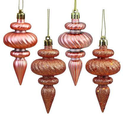 Vickerman 4" Rose Gold 4-Finish Finial Ornament 8 per Box