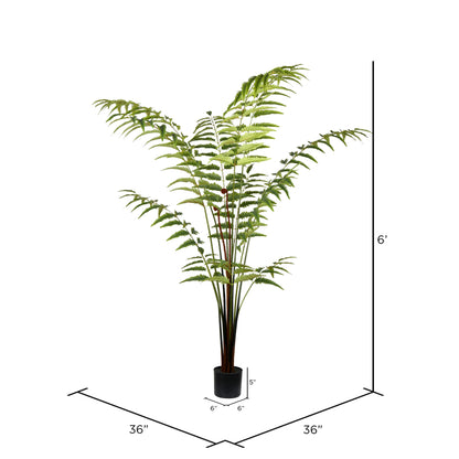 Vickerman 6' Artificial Potted Leather Fern.