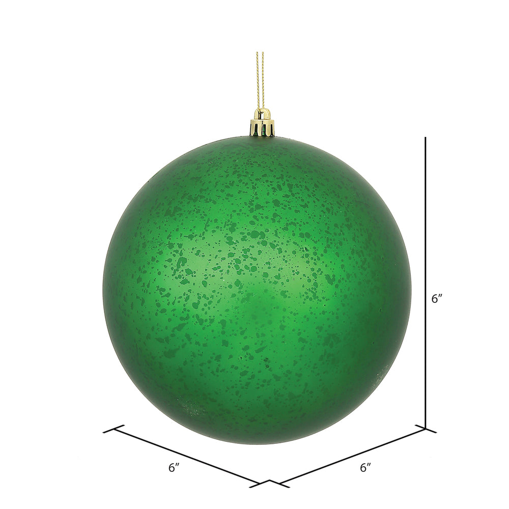 Vickerman 6" Green Matte Mercury Ball Ornament 4 per Bag