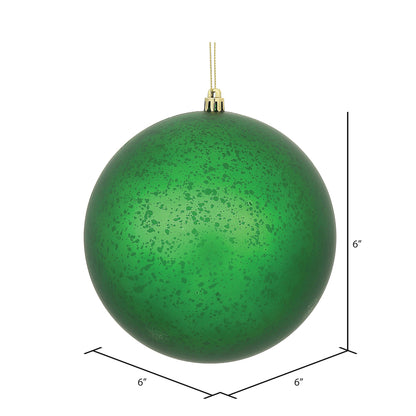 Vickerman 6" Green Matte Mercury Ball Ornament 4 per Bag