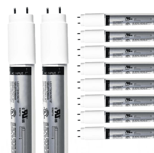 Damar- 17.7-Inch T8 LED Tube Light Bulb with Safe Shield Sleeve Type B Single End Ballast Bypass SE 7W 700 Lumen 5000K Bright White G13 Medium Bi-Pin Base 120-277V Pack of 10-Fluorescent Replacement