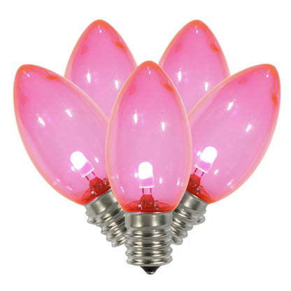 Vickerman C9 Transparent Plastic LED Pink Dimmable Bulb E17 Nickel Base 25 per bag