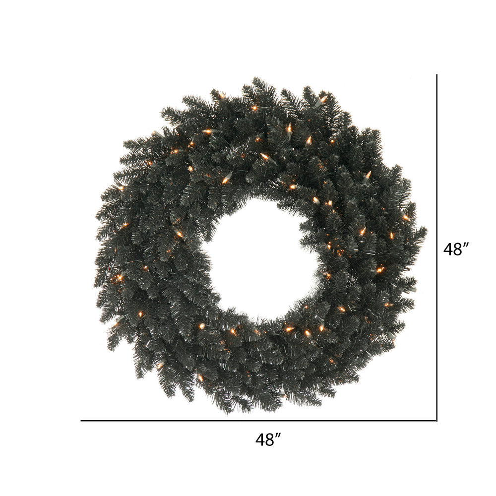 Vickerman 48" Black Fir Artificial Christmas Wreath Warm White Dura-Lit LED lights.