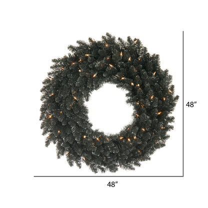 Vickerman 48" Black Fir Artificial Christmas Wreath Warm White Dura-Lit LED lights.