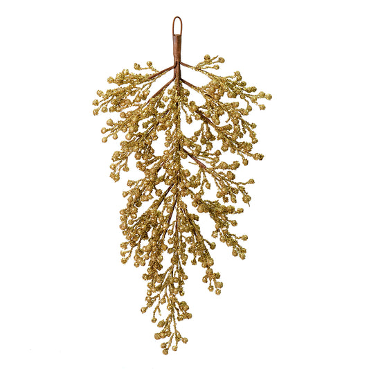 Vickerman 33" Gold Glitter Berry Artificial Christmas Door Swag Unlit