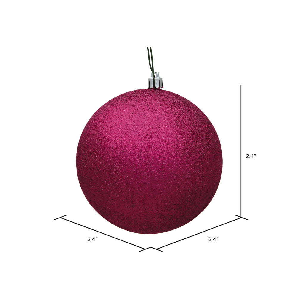 Vickerman 2.4" Fuchsia Glitter Ball Ornament 24 per Bag