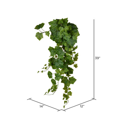 Vickerman 39" Artificial Green Grape Leaf Ivy Hanging Bush.